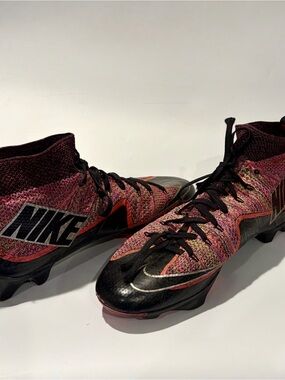 Nike Vapor Edge Elite 360 Untouchable Flyknit Football Cleats Black Pink Mens 12